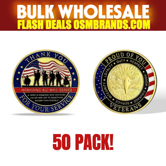 Thank You For Your Service Veterans Eagle Challenge Coin – Proud of You (50|100 Pack)