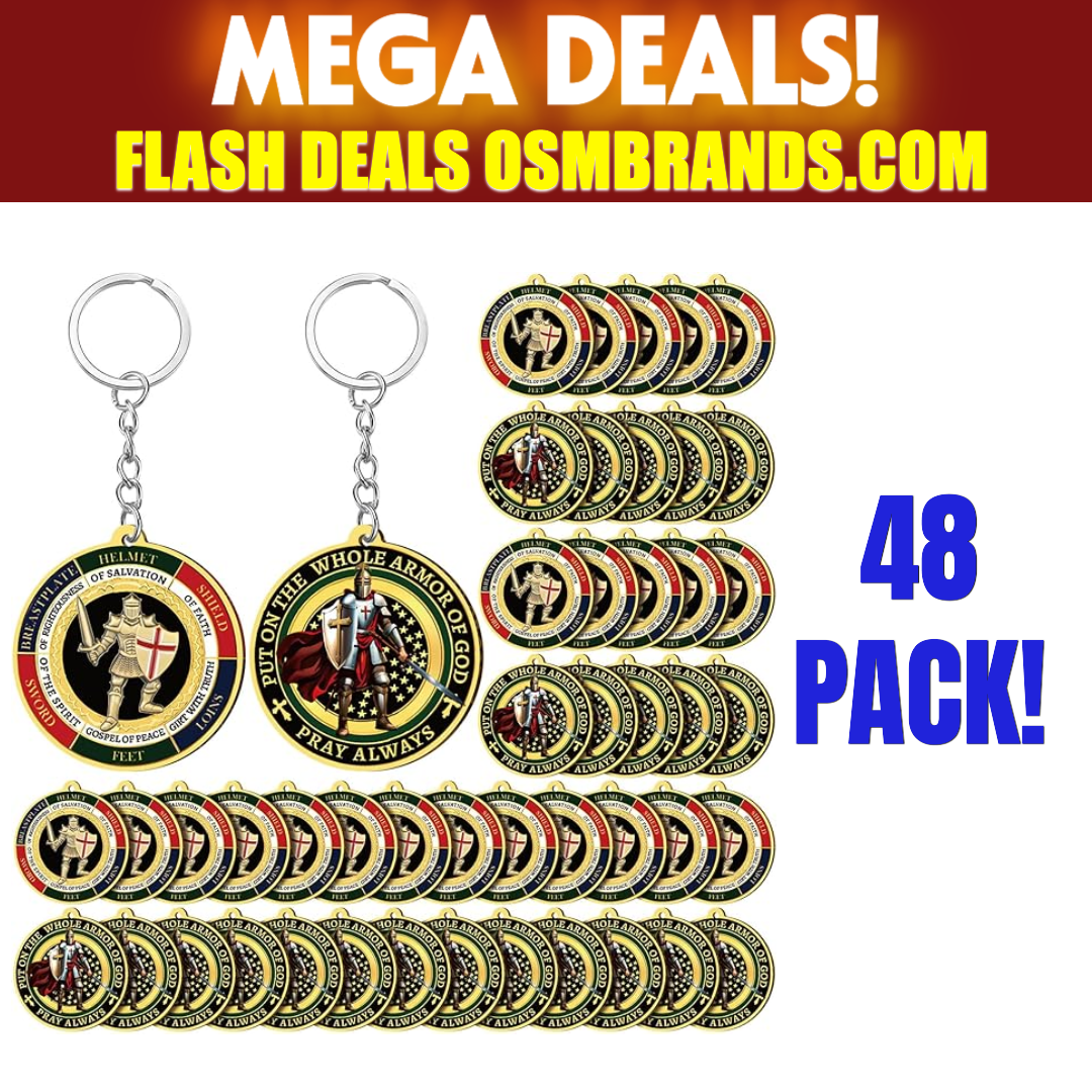 Armor of God Acrylic Keychain – Put On the Whole Armor of God • Pray Always (48 Pack)