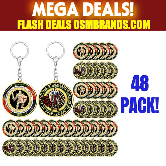 Armor of God Acrylic Keychain – Put On the Whole Armor of God • Pray Always (48 Pack)