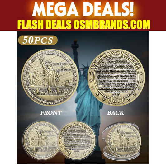 Veteran’s Prayer Challenge Coin – Freedom Is Not Free Antique Bronze (50 Pack)