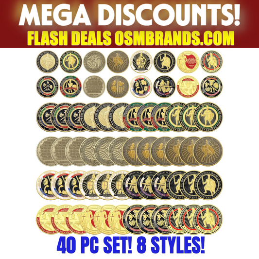Armor of God Challenge Coin Set – 8 Styles Ephesians 6:13-17 • Pray Always (40 Pack)