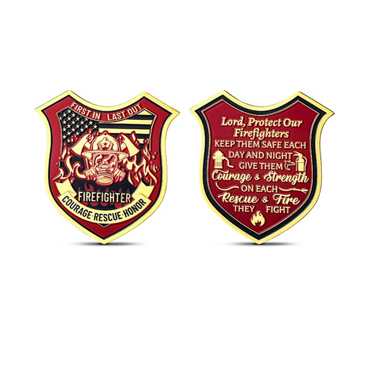 Firefighter Challenge Coin — Courage, Rescue, Honor