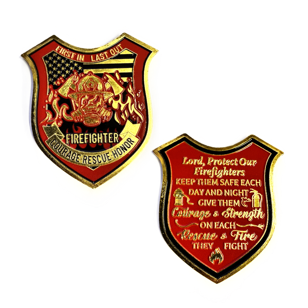 Firefighter Challenge Coin — Courage, Rescue, Honor