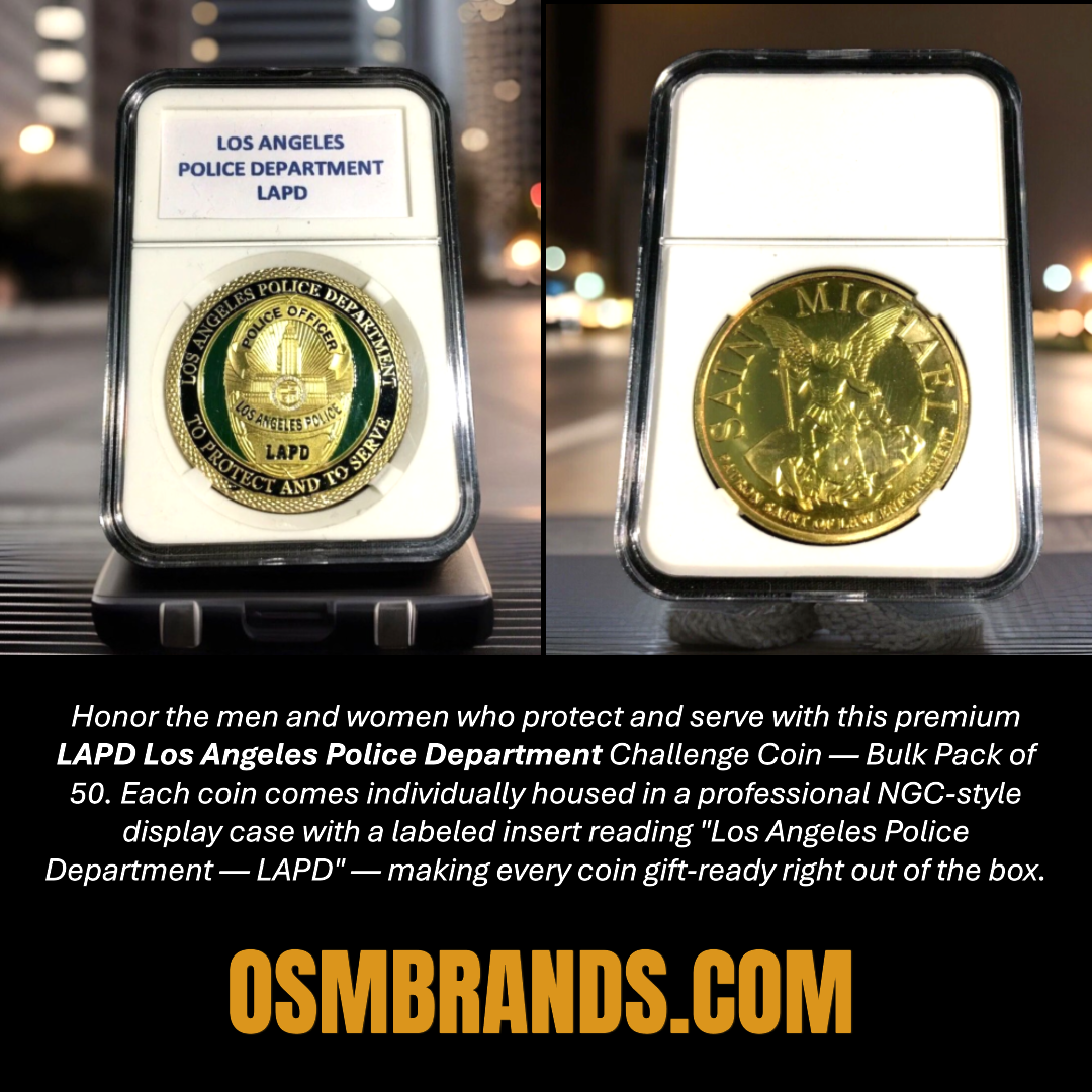 LAPD Los Angeles Police Department Challenge Coin – Bulk Pack of 50 | Saint Michael Reverse | NGC Display Cases