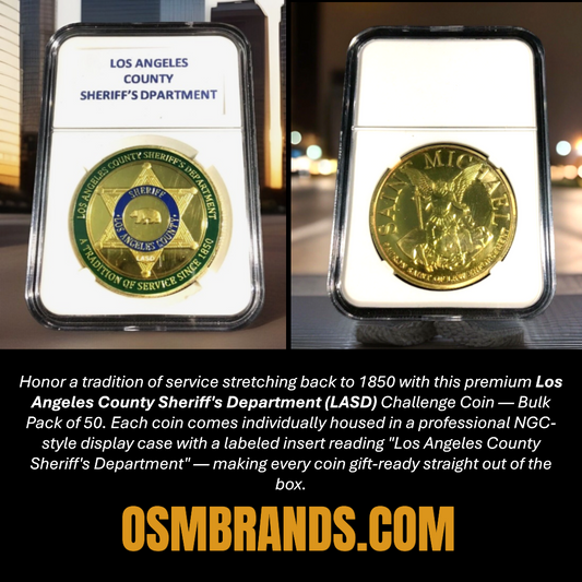 Los Angeles County Sheriff's Department LASD Challenge Coin – Bulk Pack of 50 | Saint Michael Reverse | NGC Display Cases