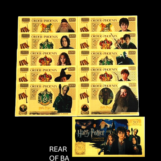 Harry Potter Order of the Phoenix 24K Gold Foil Banknote Set — 10 Pc | Collectible Currency