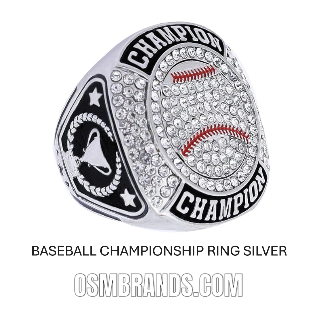 ⚾ 12 Pack Baseball Championship Rings Silver — Trophy & Star Design — No Stand