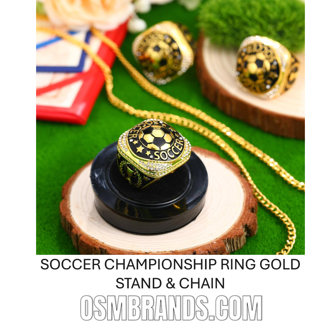 ⚽ 10 Pack Soccer Championship Ring Gold with Stand & Chain — Youth & Adult Sports