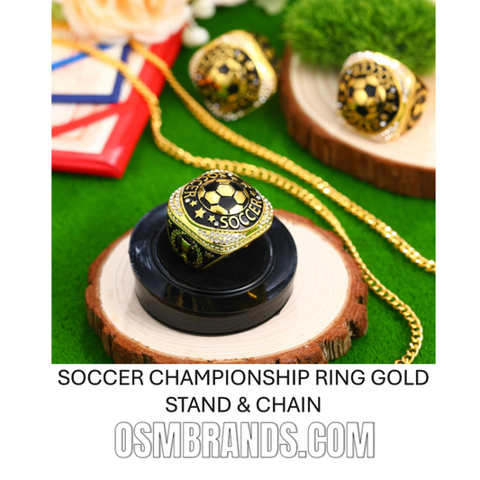 ⚽ 10 Pack Soccer Championship Ring Gold with Stand & Chain — Youth & Adult Sports