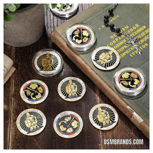 10 Pack Armor of God Challenge Coins – Gold Knight Ephesians 6:13-17 | Double Sided