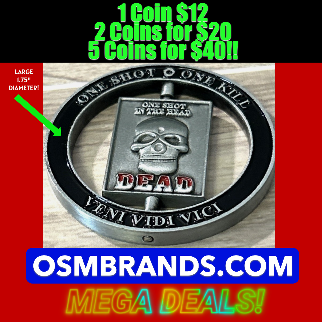 1-5 PCS Sniper Spinner Coin-Custom Designed-Large 1.75"-One Shot One Kill