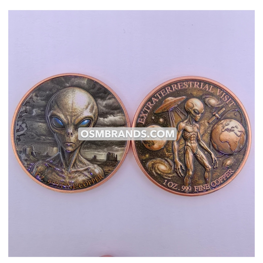 Extraterrestrial Visit 1 oz .999 Fine Copper Round - 10 Piece Lot