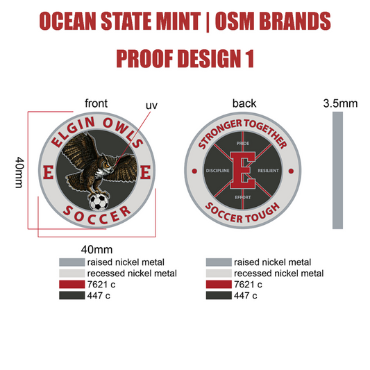 CUSTOM COIN FOR ELGIN OWLS SOCCER