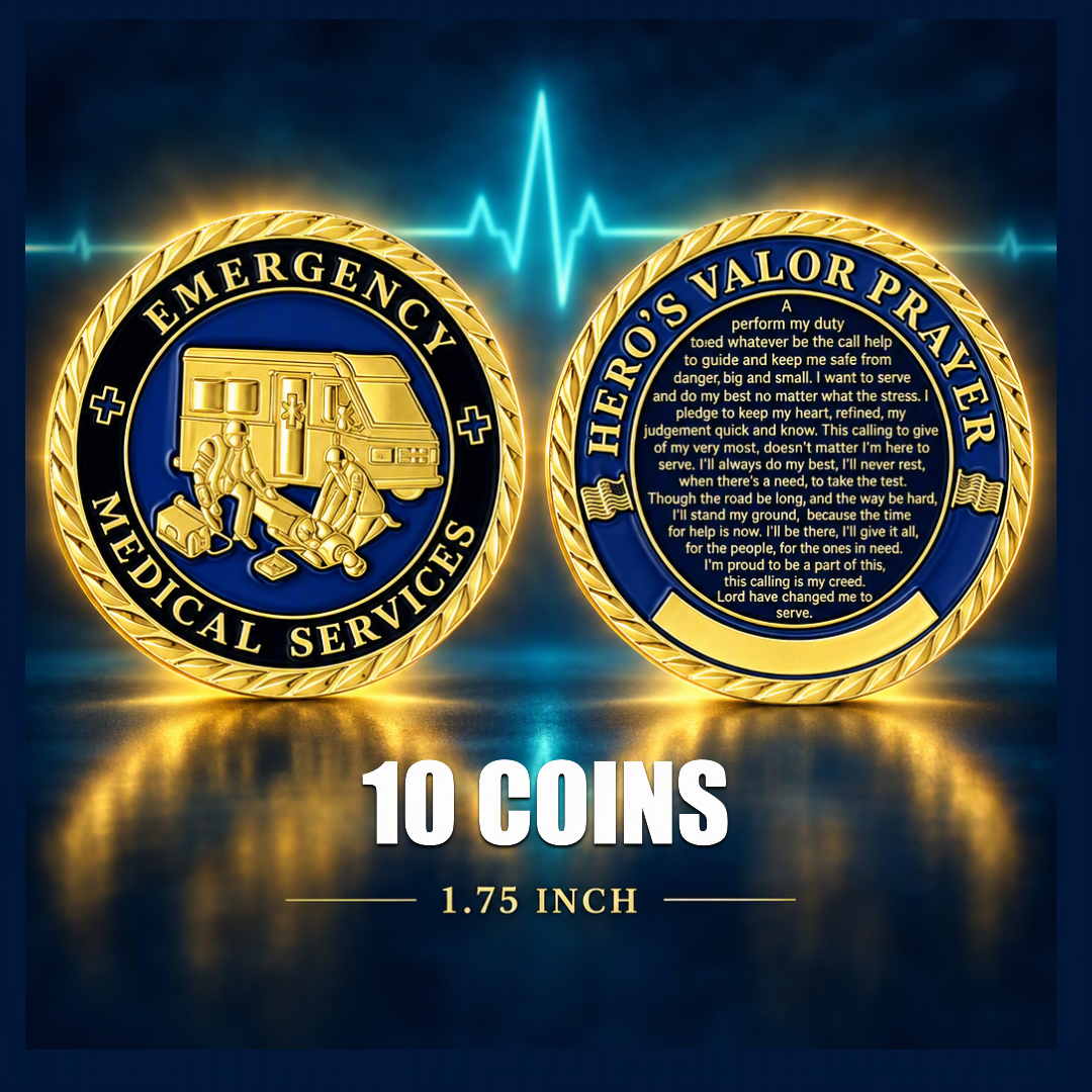 Emergency Medical Services Hero's Valor Prayer Challenge Coins, 45mm, 10-Piece Lot