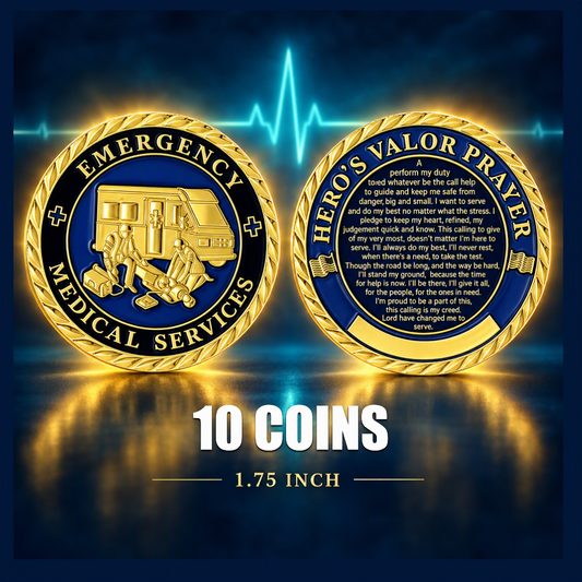 Emergency Medical Services Hero's Valor Prayer Challenge Coins, 45mm, 10-Piece Lot