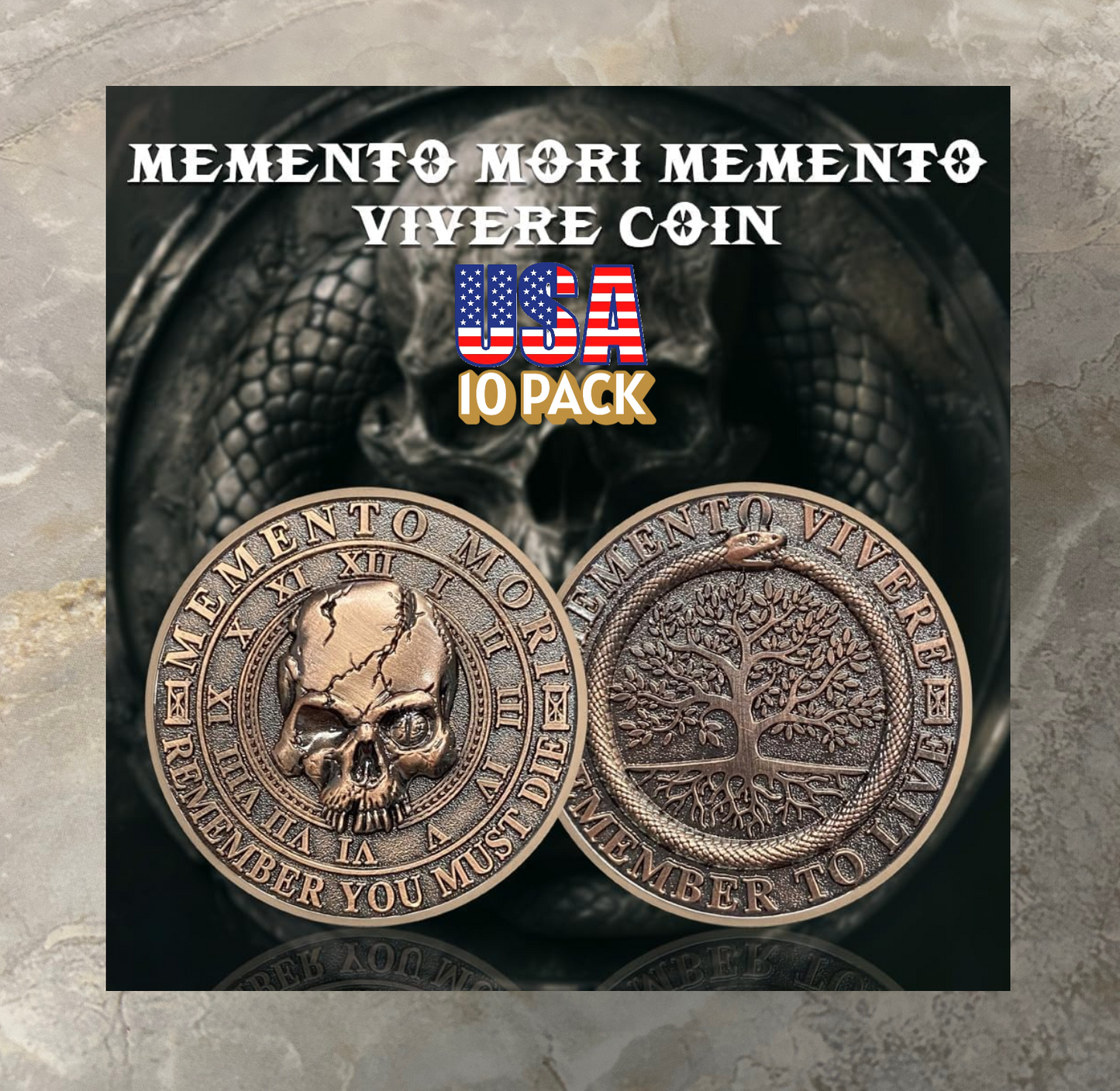 10/20 pcs Memento Mori Coin Skull Challenge Coins EDC Stoic Reminder Token Inspirational Stoicism Gifts for Daily Practice