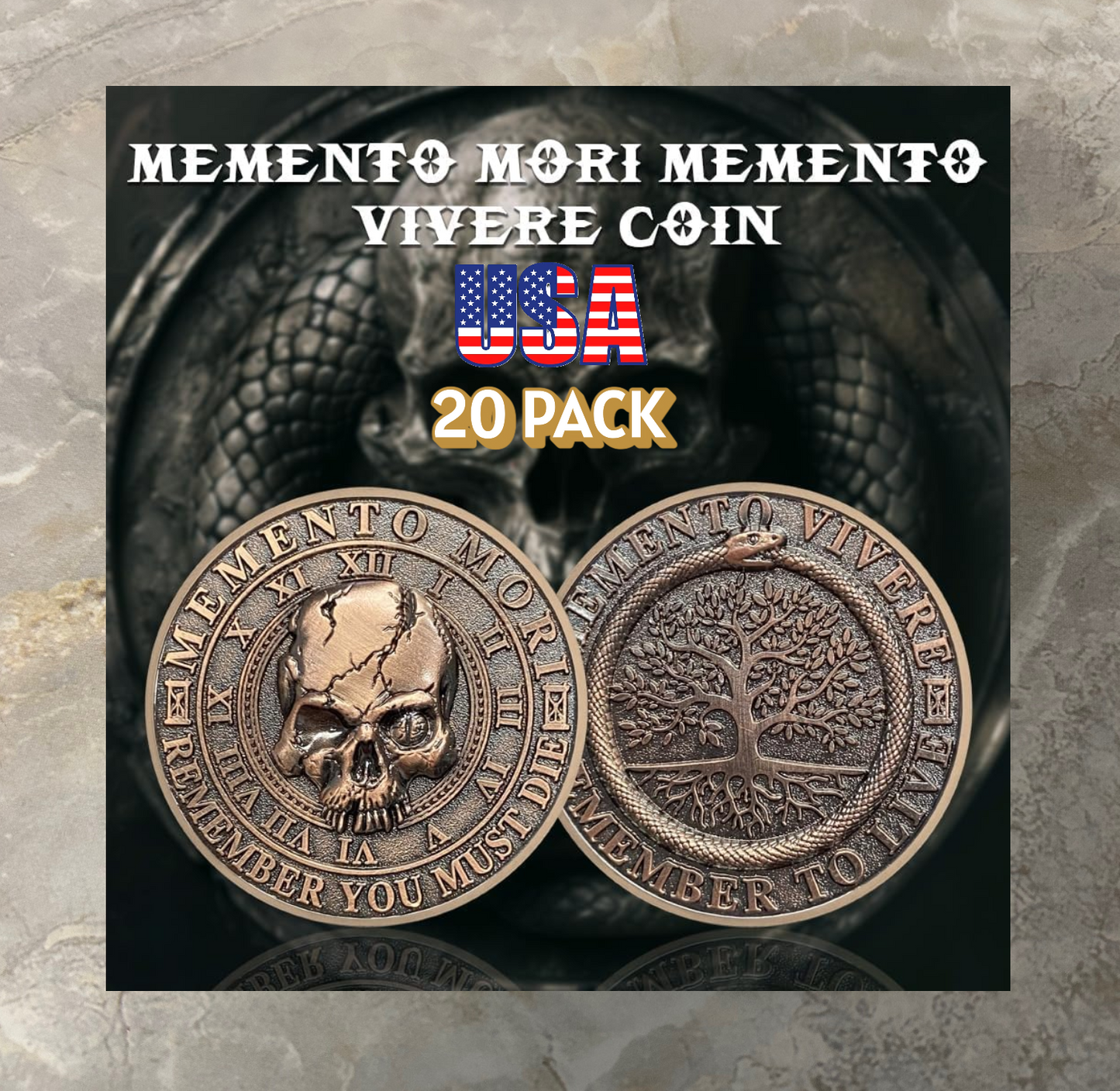 10/20 pcs Memento Mori Coin Skull Challenge Coins EDC Stoic Reminder Token Inspirational Stoicism Gifts for Daily Practice
