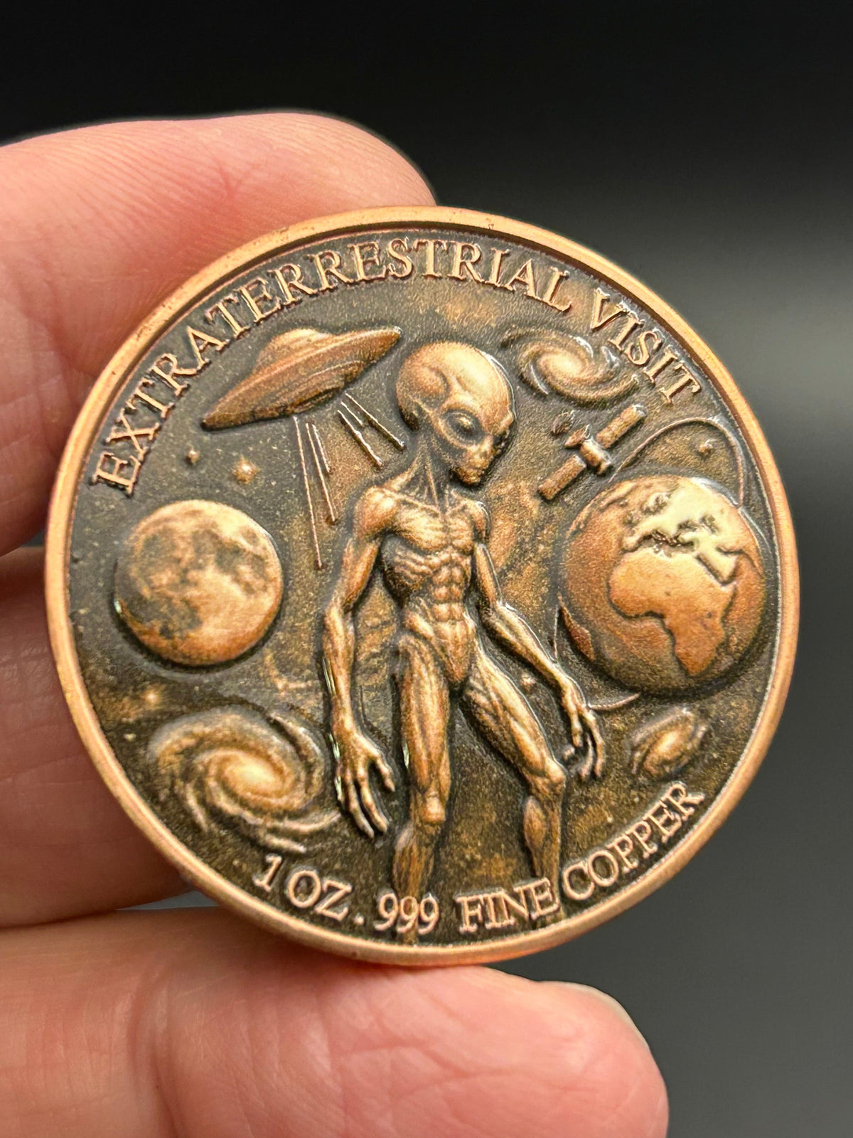 Extraterrestrial Visit 1 oz .999 Fine Copper Round - 1-10-20 Piece Lots