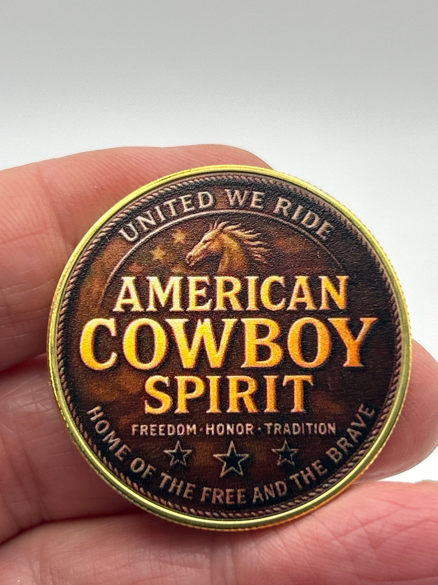 American Cowboy Spirit Challenge Coin – Make America Cowboy Again | Freedom Honor Tradition (40mm)