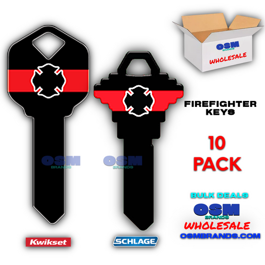 FIREFIGHTER BLACK OUT 10 PACK House Key Blank for KWIKSET OR SCHLAGE