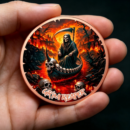 1 Troy Oz. .999 Copper Grim Reaper Challenge Coin Set – 3 Designs | 40mm | Mix & Match (Minimum 12 Pcs)