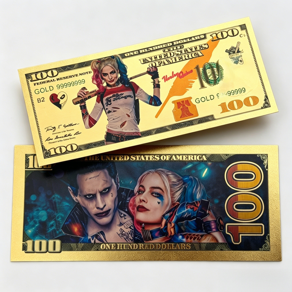 WHOLESALE ONLY-20 SETS JOKER & HARLEYQUINN 24K BANKNOTES