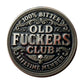 100% Bitter Old F**kers Club Lifetime Member Challenge Coin obverse – ornate Victorian scroll lettering antique silver skull wings no enamel