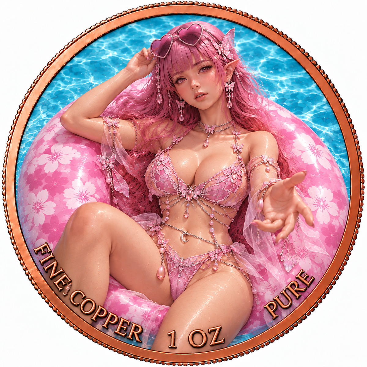 Roll of 20 Pink Poolside Fantasy 1 oz .999 Fine Copper Rounds