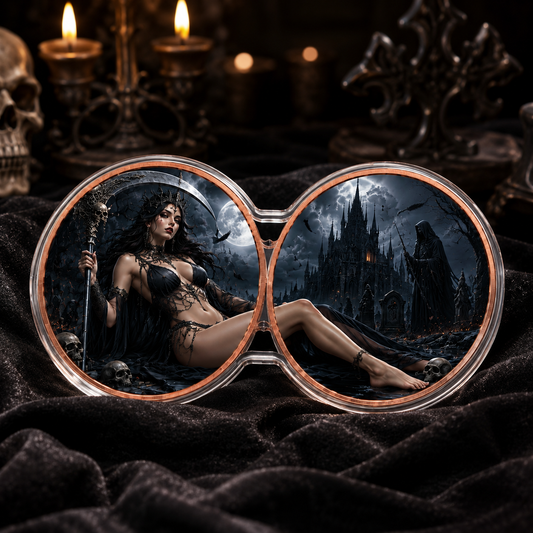 Gothic Reaper Queen Panoramic Dual 1 oz .999 Fine Copper Coin Set – Dark Castle Edition (10 Sets Minimum)