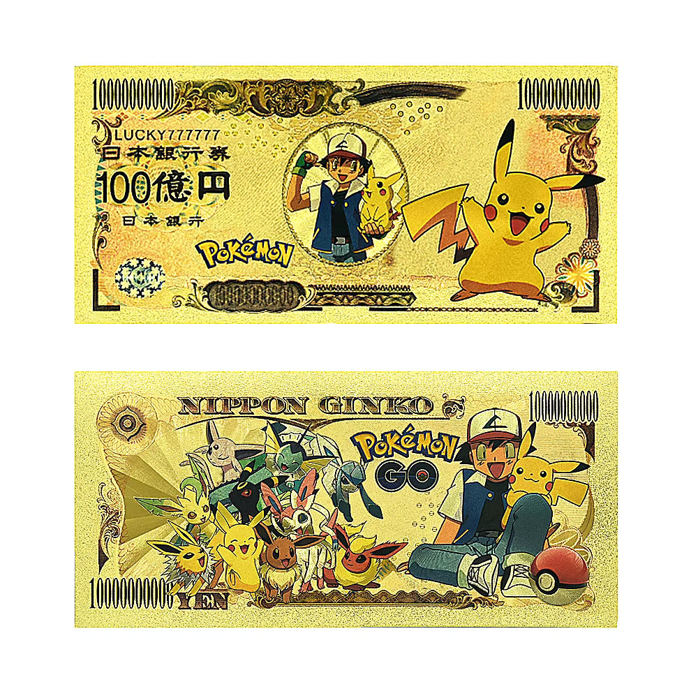 Pokémon 24K Gold Foil Banknotes – Pack of 10 (Choose Your Design)