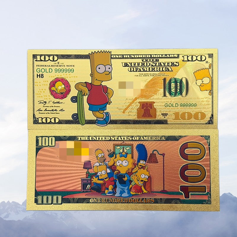 WHOLESALE ONLY-MIN ORDER 10 SETS-THE SIMPSONS 24K BANKNOTE SET