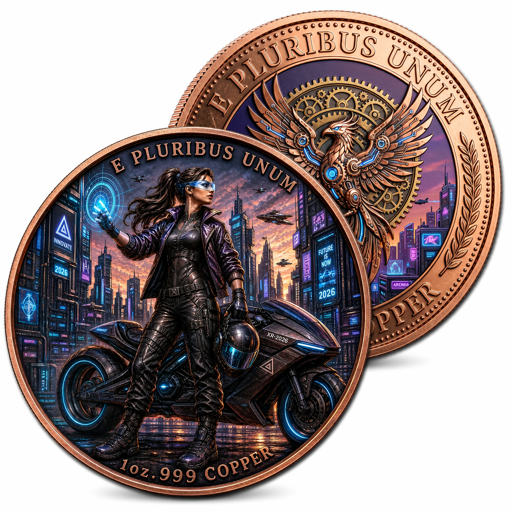 2026 Cyberpunk City 1 oz .999 Copper Commemorative Coin with Display Box - 30 Piece Lot