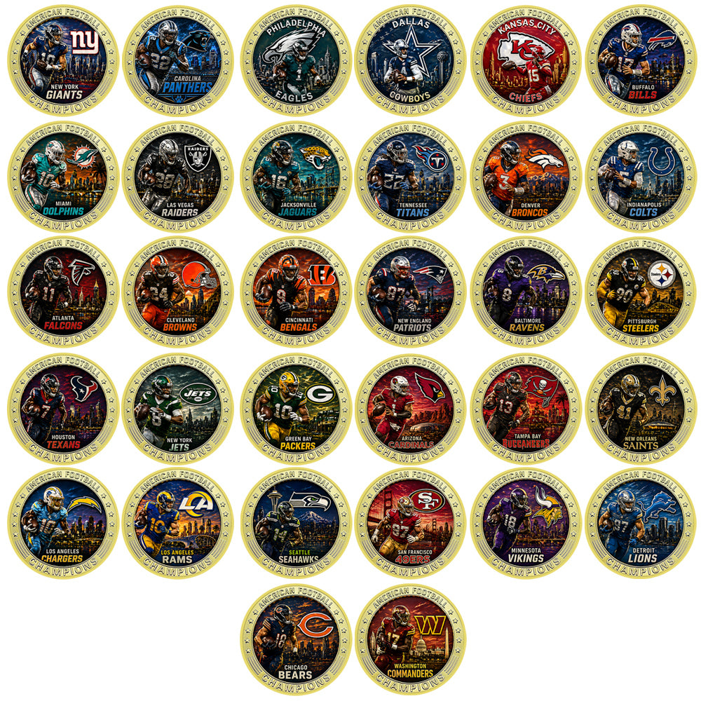 Pro Football 32-Team Complete Set – American Football Champions Challenge Coins