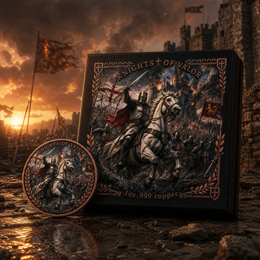 Knights of Valor 1 oz .999 Copper Coin with Display Box - 30 Piece Lot