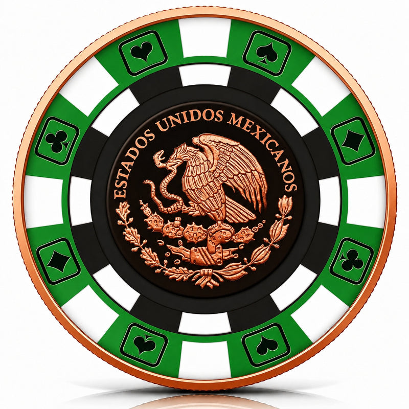 Mexico Libertad 1 oz .999 Fine Copper Round – Poker Chip Casino Art Edition 2026 (Tube of 20)