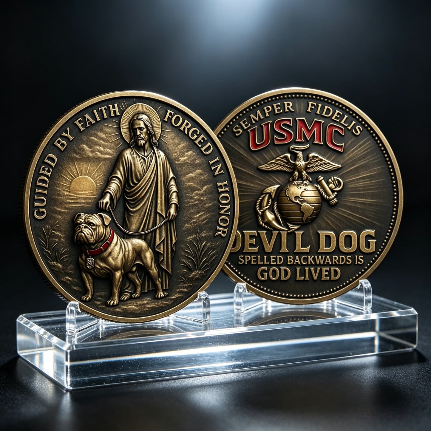 USMC Devil Dog Challenge Coin – 40mm 3D (5-Pack)