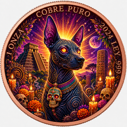 Mexican Libertad 1 oz .999 Fine Copper Round – Xolo Spirit Dog Art Edition (Tube of 20)