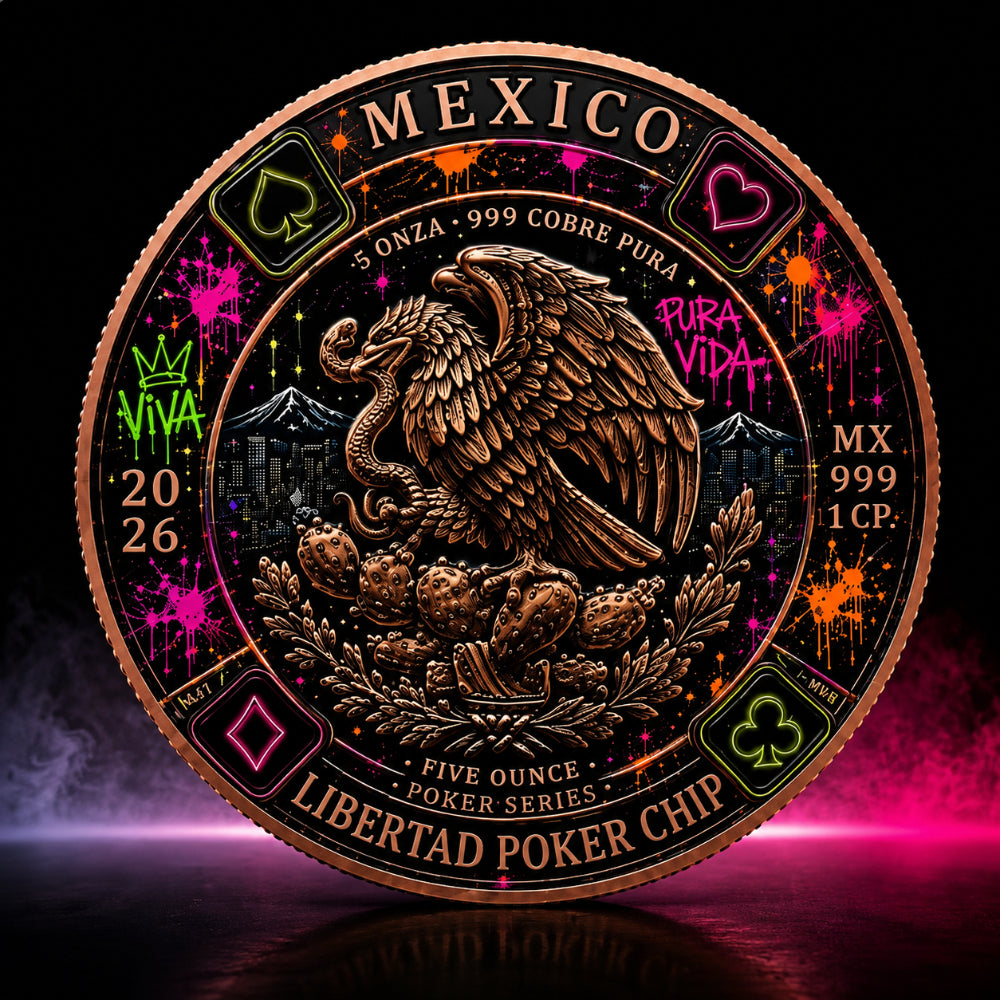 Mexico Libertad 5 oz .999 Fine Copper Round – Neon Graffiti Art Edition 2026 (Minimum 100 Units)