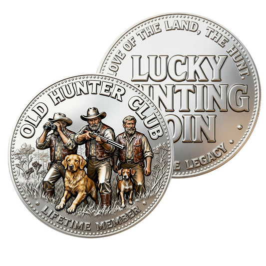 50 PCS Wholesale Lot - Old Hunter Club Lucky Hunting Challenge Coin 40mm Silver Tone Colorized