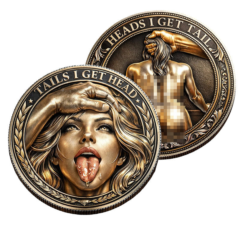 Heads I Get Tail Tails I Get Head Antique Bronze Novelty Coin 40mm – Obverse and Reverse