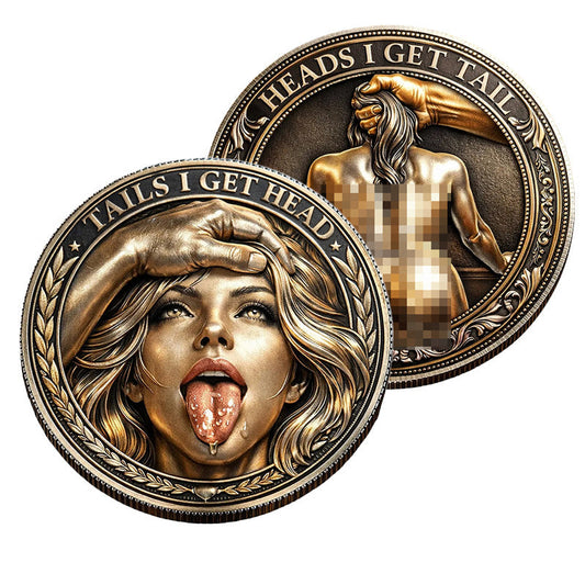 Heads I Get Tail Tails I Get Head Antique Bronze Novelty Coin 40mm – Obverse and Reverse