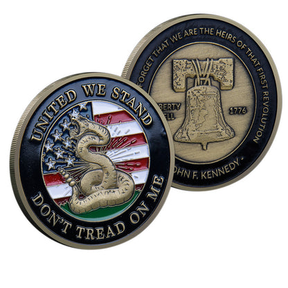 50 PCS Wholesale Lot - Don't Tread On Me United We Stand Challenge Coin Liberty Bell JFK - Gold or Silver Tone