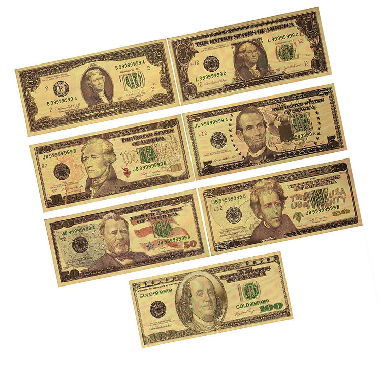 WHOLESALE ONLY 50 SETS US 24K BANKNOTES $1-$100-7 PCS PER SET