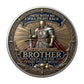 Mess With Me I Will Fight Back Mess With My Brother They'll Never Find Your Body Challenge Coin obverse – medieval knight sword skulls blue gold antique silver enamel