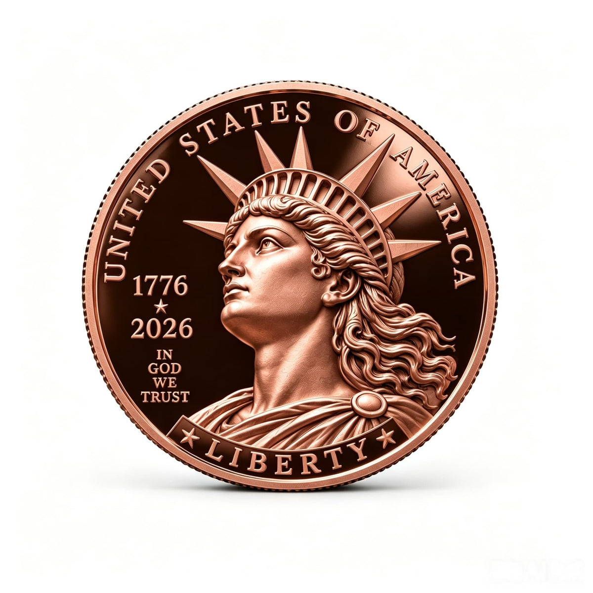 50-Pack U.S. 250th Anniversary Liberty 1 oz .999 Fine Copper Rounds – 1776–2026