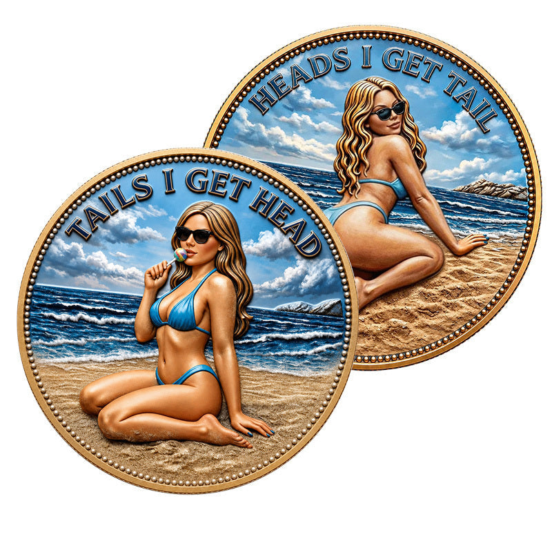 Heads I Get Tail Tails I Get Head Novelty Challenge Coin 40mm – Obverse and Reverse
