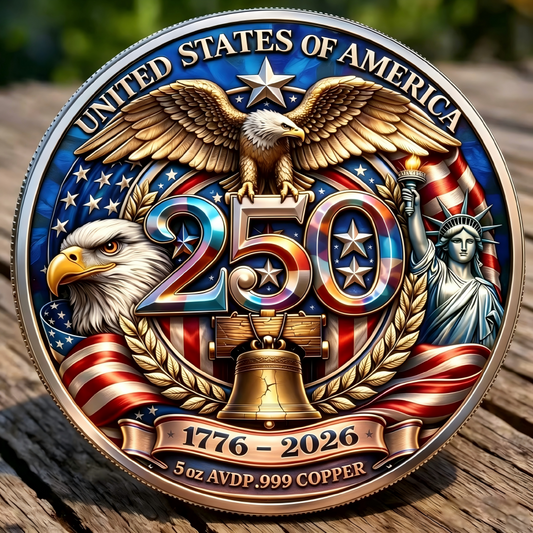 10 Pcs 5 oz .999 Copper Coins – America 250th Anniversary 1776–2026