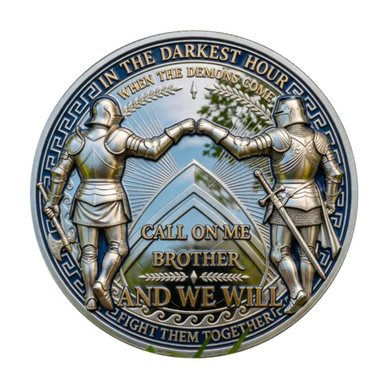 Call On Me Brother AA & PTSD Awareness– Knights Challenge Coin (40mm)