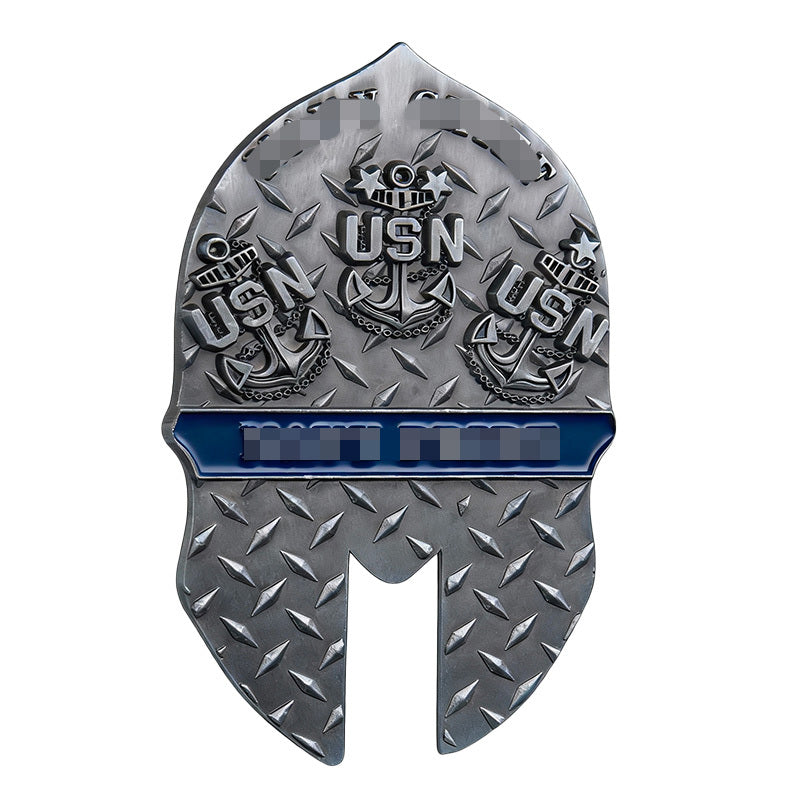 50 PCS Wholesale Lot - US Navy Chief Petty Officer Spartan Helmet Challenge Coin Thin Blue Line Gunmetal
