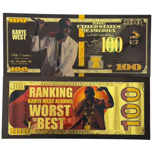 Kanye West 24k Gold Foil Black Novelty Collectible Banknote | 10 Pack
